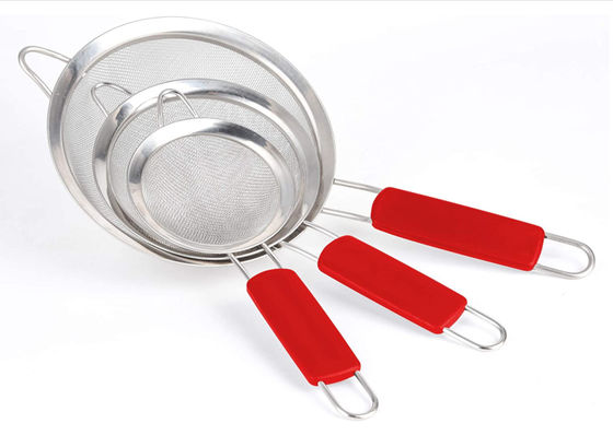 Fine Mesh Strainers Set Of 3 Stainless Steel Kitchen Utensils Sets With Comfortable Grip