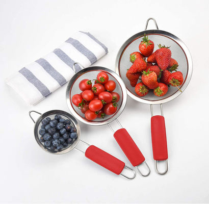 Fine Mesh Strainers Set Of 3 Stainless Steel Kitchen Utensils Sets With Comfortable Grip