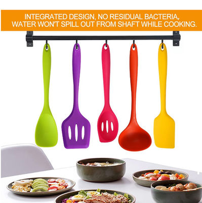 10 Piece Ergonomic Silicone Utensil Set , LFGB Non Stick Silicone Utensils
