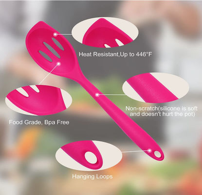 10 Piece Ergonomic Silicone Utensil Set , LFGB Non Stick Silicone Utensils