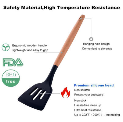 Black Silicone Kitchen Utensil Sets scratchless Hasslefree Ergonomic