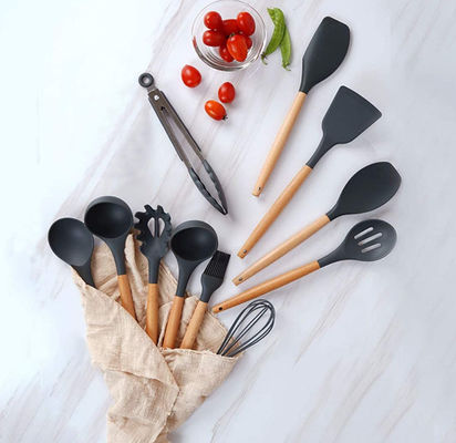 Black Silicone Kitchen Utensil Sets scratchless Hasslefree Ergonomic